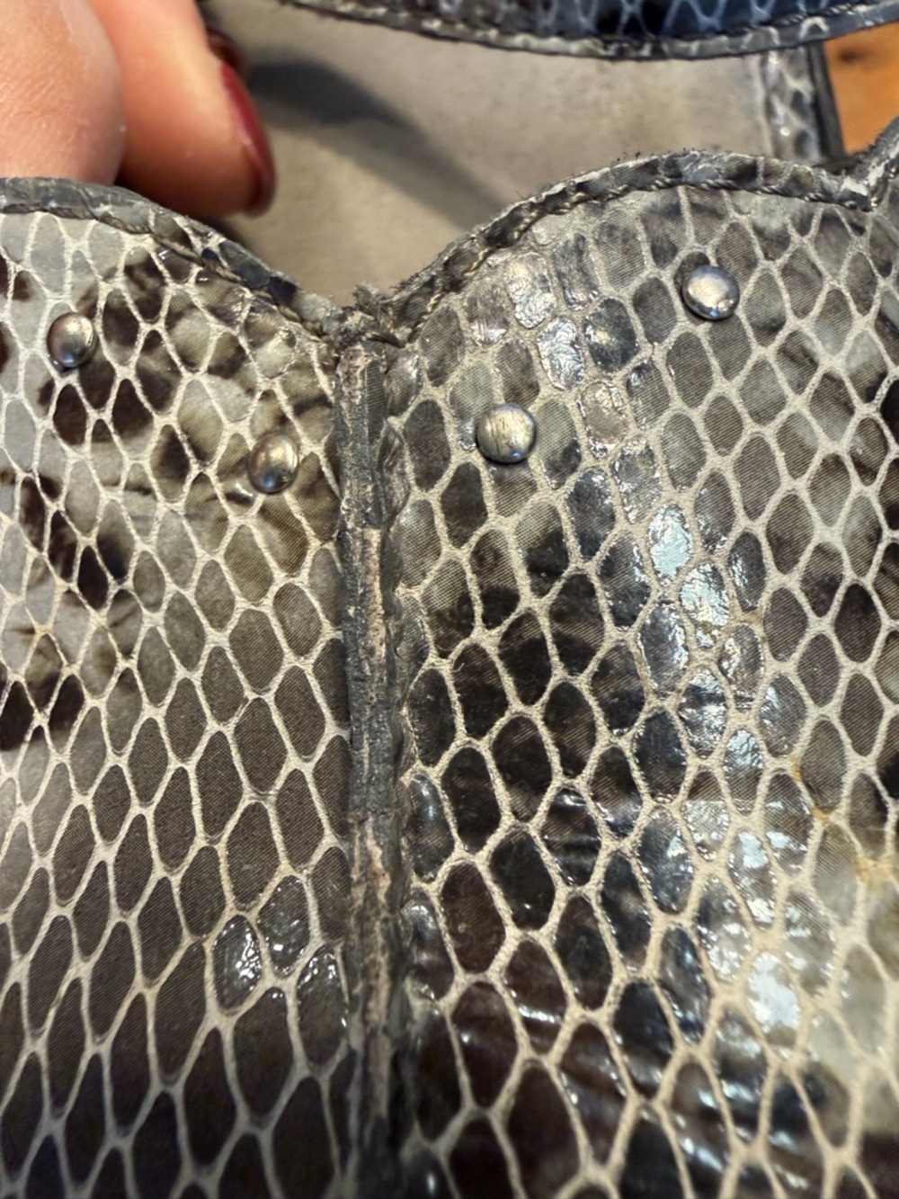 Alegria Boho Snakeskin Leather Mary Jane Clog Mule Gray/Black (GUC) - Picture 8 of 16